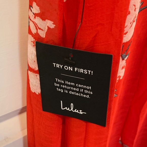 Lulu's Red Floral Ruffle Maxi Dress - Picture 7 of 7